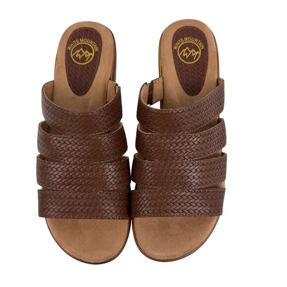 WHITE MOUNTAIN VALORA FAUX LEATHER HEELED SANDALS‎ IN BROWN NWOB SIZE 8.5M - Picture 2 of 13